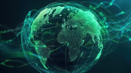 Obraz premium Abstract globe with data streams