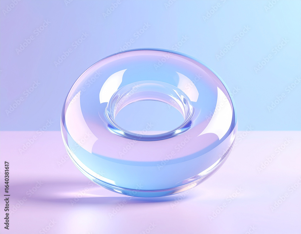 Poster abstract translucent torus shape reflecting soft pastel colors on a smooth surface