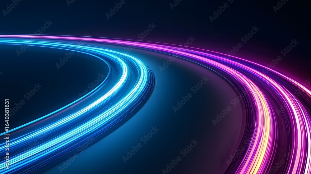 Aufkleber a dynamic abstract image featuring curved streams of light, transitioning from vivid blue to vibrant