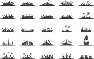 Grass and gnome vector icons