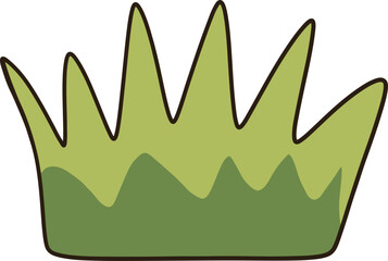 Cartoon of a young grass shoot, dark and light green