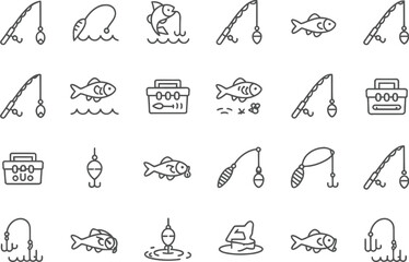 Fishing icons pattern isolated