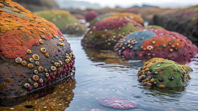 Colorful sea rocks tide pools marine life ocean landscape nature photography travel destination scenic view