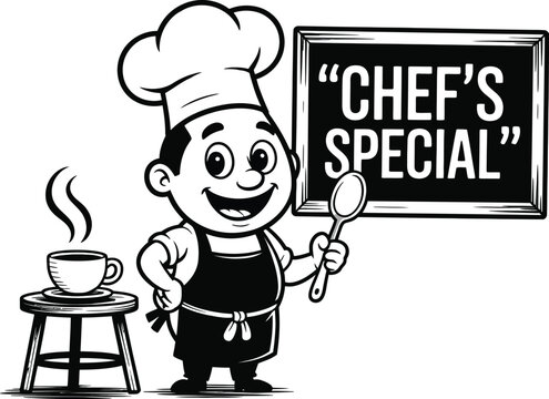 Cartoon chef with chef special