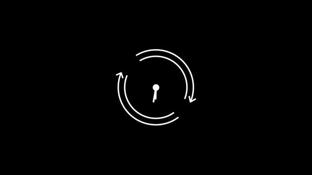4K Animated Alarm Clock, Time, Bell and Stopwatch Line Icon &ndash; Modern Transparent Background Motion Graphic.