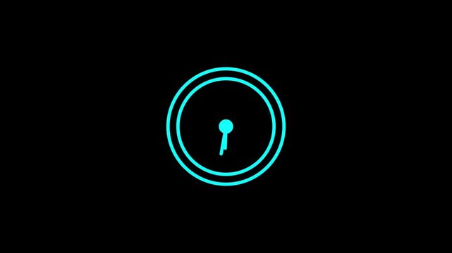 4K Animated Alarm Clock, Time, Bell and Stopwatch Line Icon &ndash; Modern Transparent Background Motion Graphic.