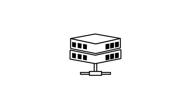 4K Animated Data Storage Black Line Icon on Transparent Background &ndash; Modern Technology Motion Graphic.