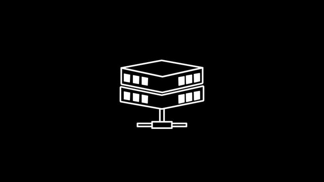 4K Animated Data Storage White Line Icon on Transparent Background &ndash; Modern Technology Motion Graphic..