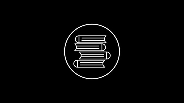 4K Animated Outline Book Icon &ndash; Minimalist Education, Learning, Reading Symbol for Digital Projects.