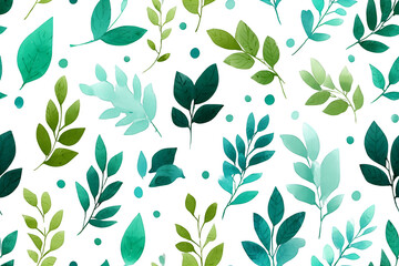 A pattern of green leaves with white dots