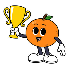 Vector Orange Character Holding a Trophy