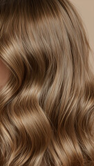 Fototapeta premium Luxurious Ash Blonde Hair with Soft Waves Detailed Texture and Dimensional Color for Beauty and Hair Care Concepts