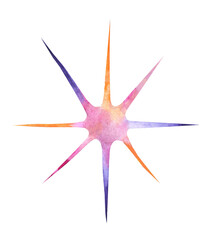 Watercolor star illustration on white background