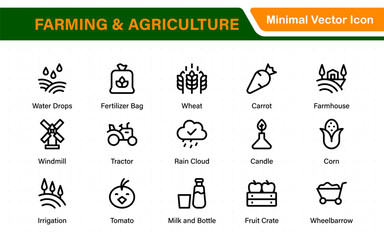 Farm, Farming, Agriculture - thin line web icon set. Contains such Icons as Greenhouse, Haystack, Harvest and more. Outline icons collection.