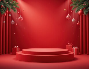 Festive Christmas Stage with Decorations