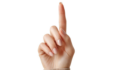 A hand pointing up with a white background