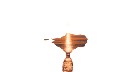 Moonlit water reflection, isolated on transparent background
