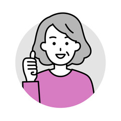 年配の女性のアイコン（グッド）