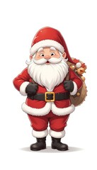 Cartoon Santa Claus in Snowy Landscape