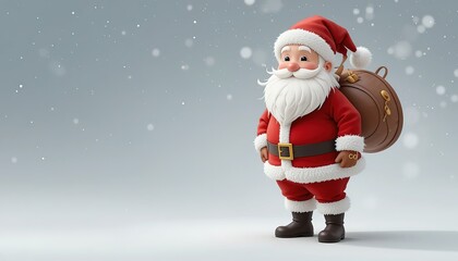 Cartoon Santa Claus in Snowy Landscape