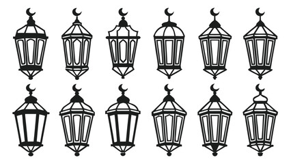 Fototapeta premium Islamic lanterns with crescent moons Ramadan lanterns