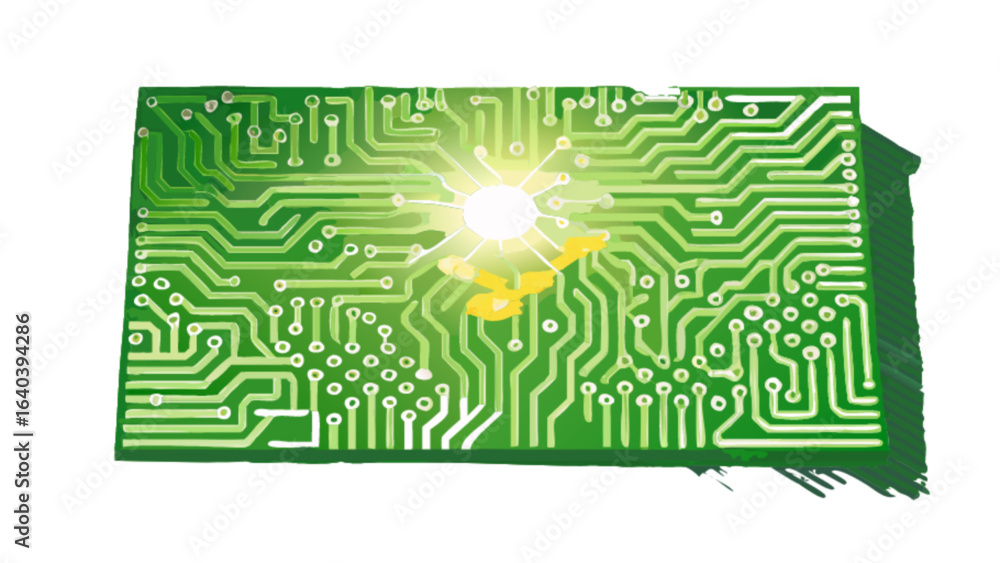 Poster green technology circuit board design for electronics and computer science applications and innovati
