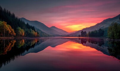 Fototapeta premium Lake Sunset Reflection