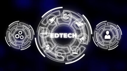 EdTech Education Technology e-learning online learning internet technology concept, Abstract technology symbols. performance metrics, and business insights from large data sets ,network , business , - Powered by Adobe