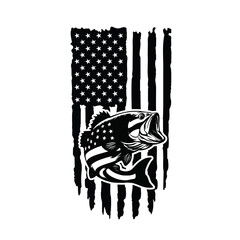 Bass Fish Usa Flag