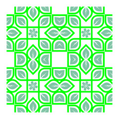 Geometric Green and White Patterns, Abstract Symmetrical Designs in Lime, Intricate Green Pattern Variations