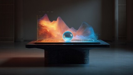 Digital table display with graph & sphere