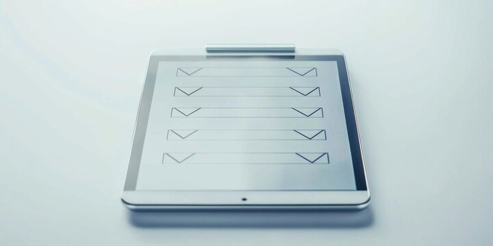 A modern smartphone with a checklist on its screen, set against a plain background.