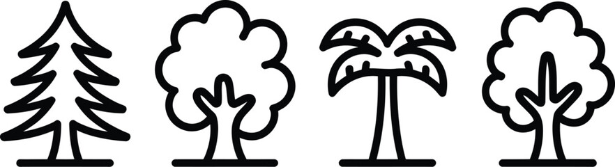 Obraz premium Four tree icons in a row art
