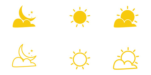 Sun moon icon illustration isolated vector sign symbol on a white background. Yellow Sun and Moon icon. Vector illustration. Eps10