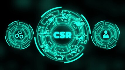 CSR abbreviation, modern technology concept. Business, Technology, Internet and network concept ,Abstract technology symbols. performance metrics, and business insights from large data sets ,network , - Powered by Adobe