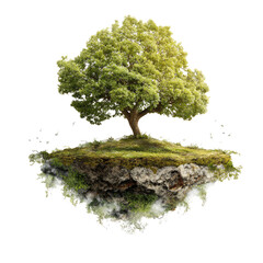 Floating tree island, nature scene, environmental concept, website banner