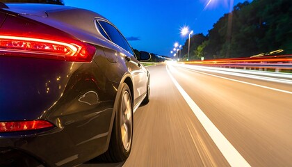 Obraz premium A car driving at night on a highway