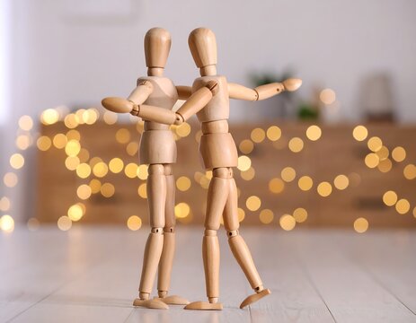 Slow romantic waltz with a couple embracing in love