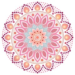 Pink abstract floral background with ornate mandala design and seamless decorative pattern