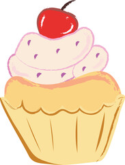 Colorful Cupcake Vector Illustration in Hand Drawn Style
, cute colorful cupcakes vector illustration