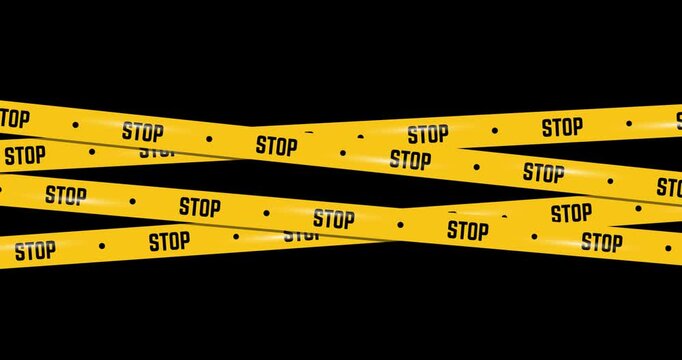 Animated design of hundreds of yellow signs with the word "stop" on a black background