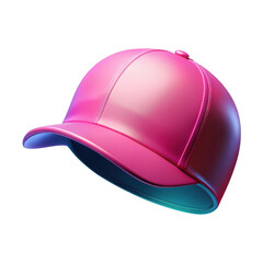 A vibrant pink baseball cap with a curved brim presented as an isolated object on a transparent background isolated on transparent background