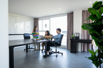 Young Business Professionals Collaborating on a Business Project in a Meeting Room.