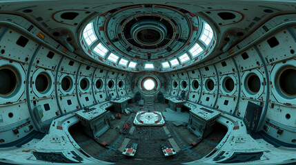 360? view of a derelict spaceship interior.