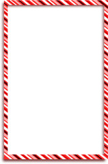 Red and white blank border, candy cane frame template on transparent background.