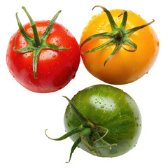 Colorful heirloom tomatoes on black background, studio shot, food photography, recipe ingredient