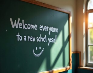 School classroom chalkboard - Welcome everyone to a new school year