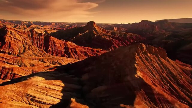 Stunning vista of a colorful canyon landscape at sunset