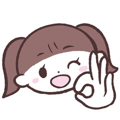 オッケーサインする女の子のイラスト