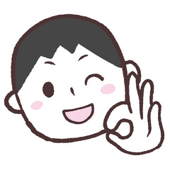 オッケーサインする男性のイラスト